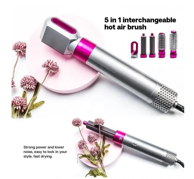 5 in 1 Hair Styler Hot Air Brush – Hair Dryer, Straightener, Curler, Comb & Volumizer with Negative Ion Technology for Easy Hair Styling